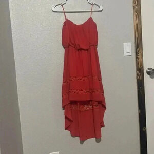 5/$30 SALE Double Zero coral hi low dress with lace design‎